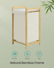 2-Compartment Laundry Basket - 100L - Bamboo Frame - Reinforced Lid - Removable Bag