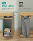 Laundry Basket – Fabric – Dove Grey – 3-Compartment with Shelf & Pockets, 150L Capacity