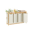 4-Compartment Laundry Basket – Fabric – Cream White – With Shelf and Side Pockets