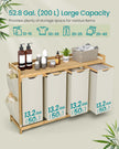4-Compartment Laundry Basket – Fabric – Cream White – With Shelf and Side Pockets
