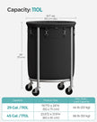 Round Laundry Hamper – Steel Frame – Grey – Removable Bag with Wheels