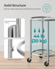 Round Laundry Hamper – Steel Frame – Grey – Removable Bag with Wheels