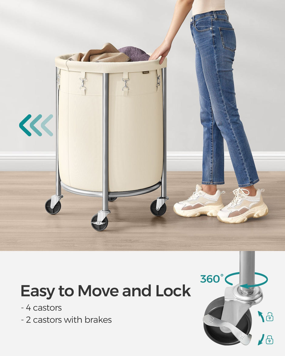 Laundry Trolley – Steel Frame – Gray – 110L Capacity with Removable Bag and Wheels