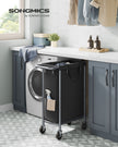 Laundry Basket – Steel – Ink Black – 90L with Removable Liner and Wheels
