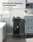 Laundry Basket – Steel – Ink Black – 90L with Removable Liner and Wheels