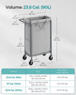 Laundry Basket – Steel Frame – Dove Grey – 90L Capacity with Removable Liner and Wheels