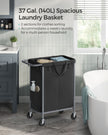 Laundry Basket – Steel – Ink Black – 2-Compartment with Removable Liner and Wheels