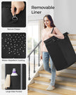 Laundry Basket – Steel – Ink Black – 2-Compartment with Removable Liner and Wheels