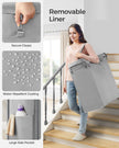 Laundry Basket – Steel Frame – Dove Grey – 2-Compartment with Removable Liner and Wheels