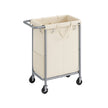 Laundry Basket – Steel – Cream White – 2-Compartment with Removable Liner and Wheels