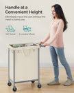 Laundry Basket – Steel – Cream White – 2-Compartment with Removable Liner and Wheels