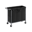 Laundry Basket – Steel Frame – Ink Black – 3-Compartment with Wheels and Removable Liner