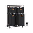 Rolling Laundry Hamper – Fabric – Ink Black and Chestnut Brown – 150 L with Wheels and Removable Liners