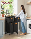 Rolling Laundry Hamper – Fabric – Ink Black and Chestnut Brown – 150 L with Wheels and Removable Liners