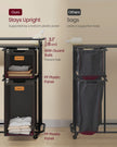 Rolling Laundry Hamper – Fabric – Ink Black and Chestnut Brown – 150 L with Wheels and Removable Liners