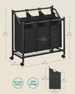 Rolling Laundry Sorter – Fabric – Ink Black – 3 Removable Bags