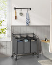 Rolling Laundry Sorter – Fabric – Slate Grey – 3 Removable Bags