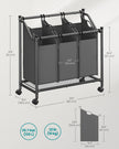 Rolling Laundry Sorter – Fabric – Slate Grey – 3 Removable Bags
