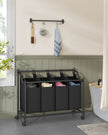 Rolling Laundry Sorter – Fabric – Ink Black – 4 Removable Bags