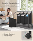 Rolling Laundry Sorter – Fabric – Ink Black – 4 Removable Bags
