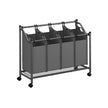 Rolling Laundry Sorter – Fabric – Slate Grey – 4 Removable Bags, Sturdy Design