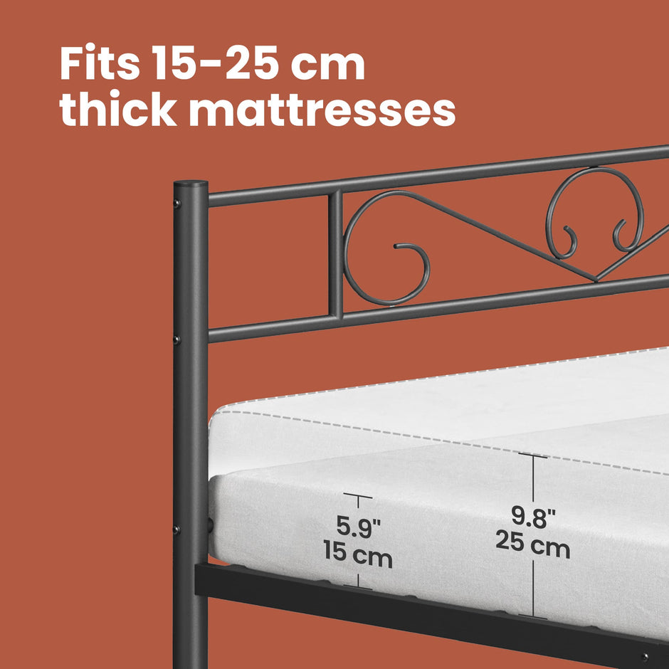 Single Bed Frame – Metal – Ink Black – Easy Assembly, Fits 190 x 90 cm Mattress