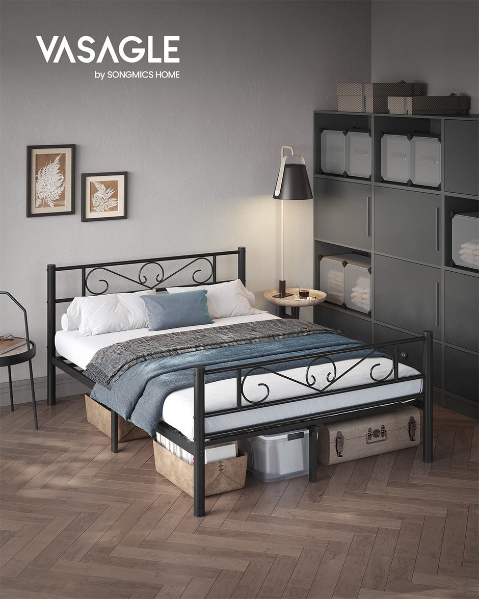 Double Bed Frame – Metal – Matte Black – Sturdy Support with Easy Assembly
