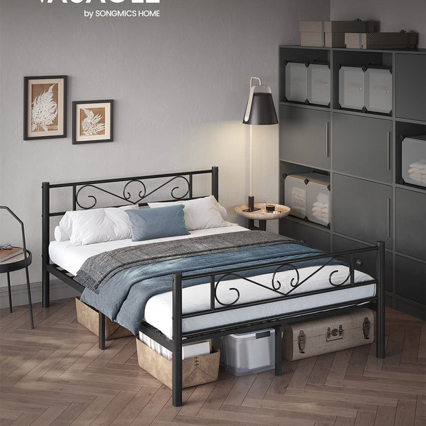 Double Bed Frame – Metal – Matte Black – Sturdy Support with Easy Assembly