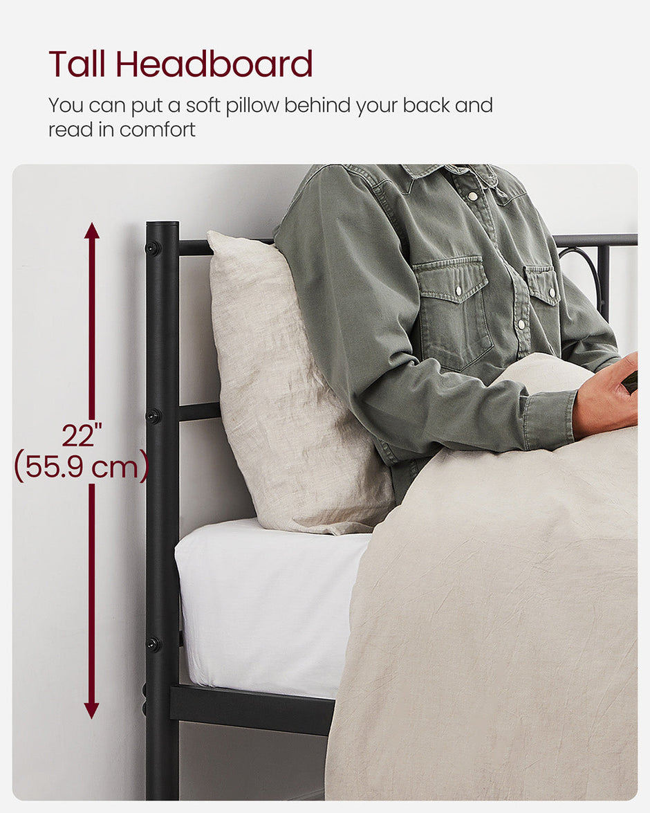 Double Bed Frame – Metal – Matte Black – Sturdy Support with Easy Assembly