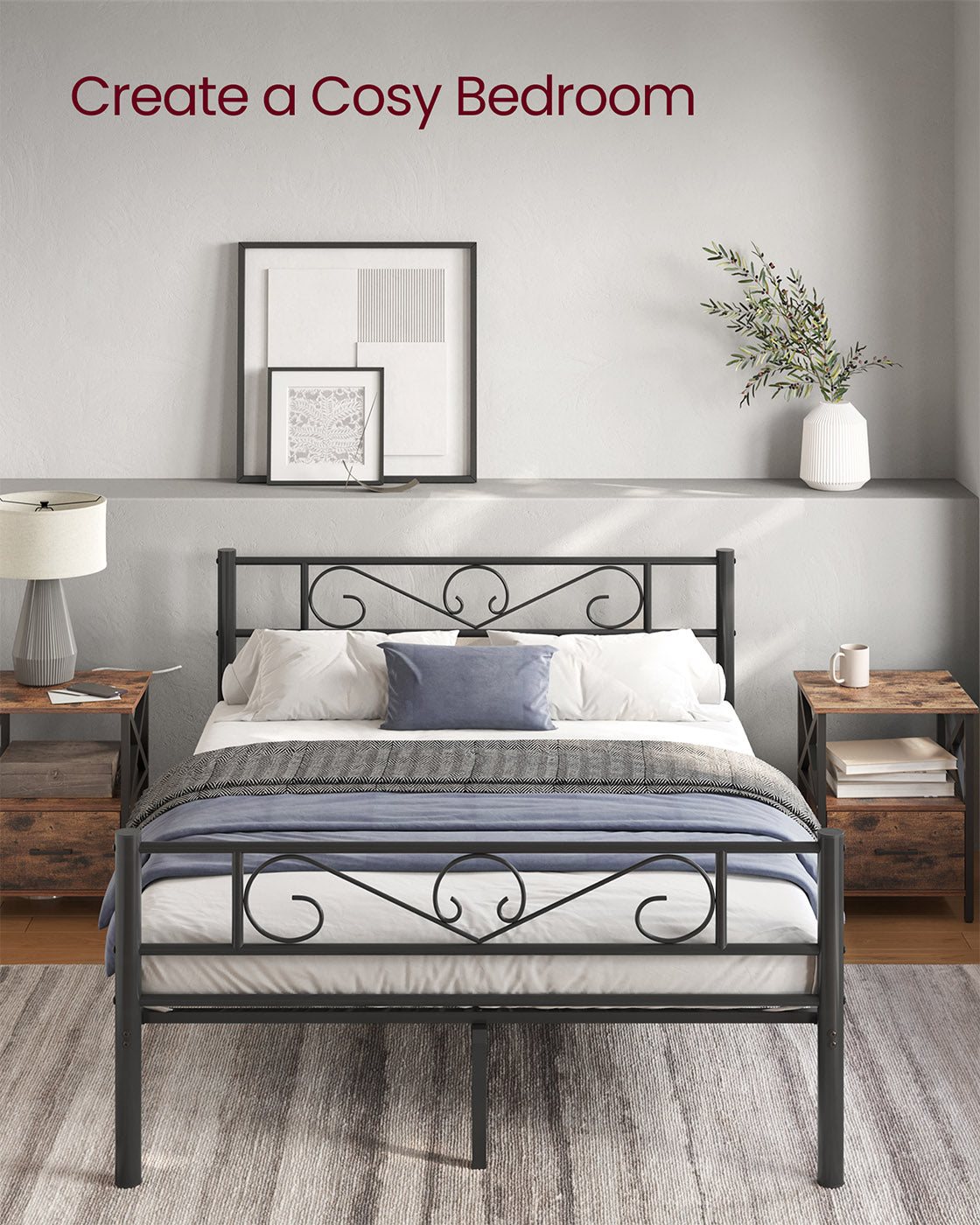 Double Bed Frame – Metal – Matte Black – Sturdy Support with Easy Assembly