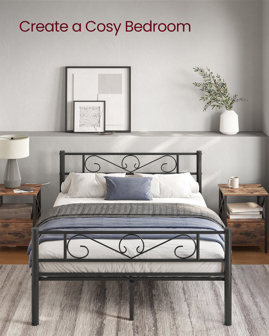 Double Bed Frame – Metal – Matte Black – Sturdy Support with Easy Assembly