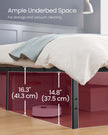Single Bed Frame – Metal – Ink Black – Features Bedside Shelves, Easy Assembly, Suitable for 90 x 190 cm Mattresses
