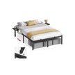 Metal Bed Frame – Matte Black – With Side Shelves – Easy Assembly