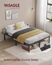 Metal Bed Frame – Matte Black – With Side Shelves – Easy Assembly