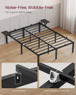 Metal Bed Frame – Matte Black – With Side Shelves – Easy Assembly