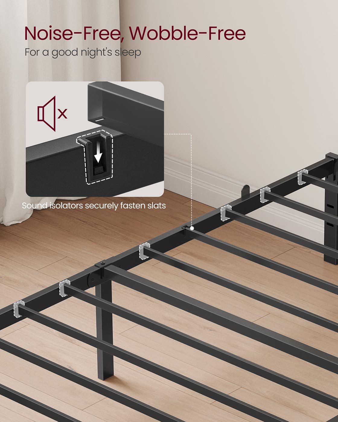 Single Metal Bed Frame – Steel – Ink Black – Easy Assembly, Modern Design, 90 x 190 cm