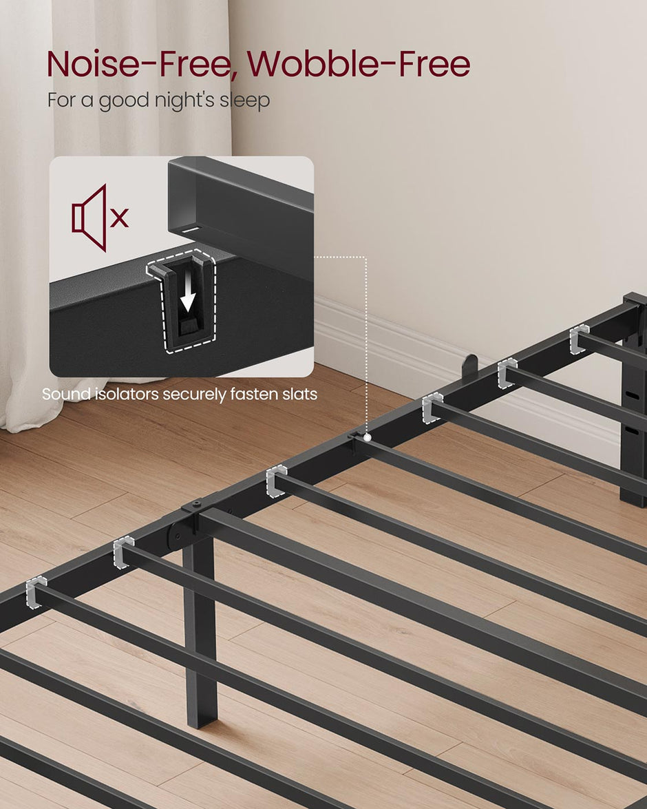 Single Metal Bed Frame – Steel – Ink Black – Easy Assembly, Modern Design, 90 x 190 cm