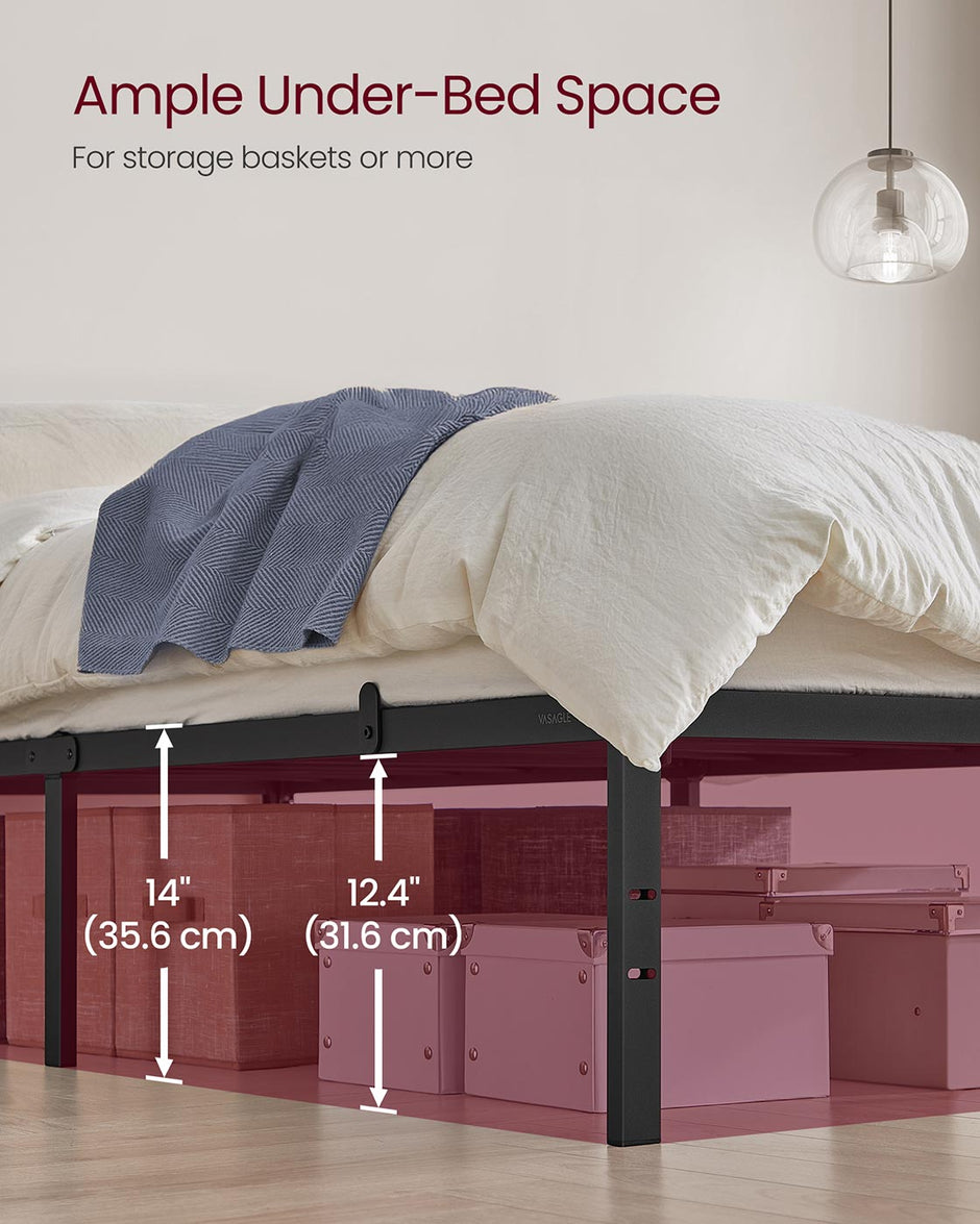 Single Metal Bed Frame – Steel – Ink Black – Easy Assembly, Modern Design, 90 x 190 cm