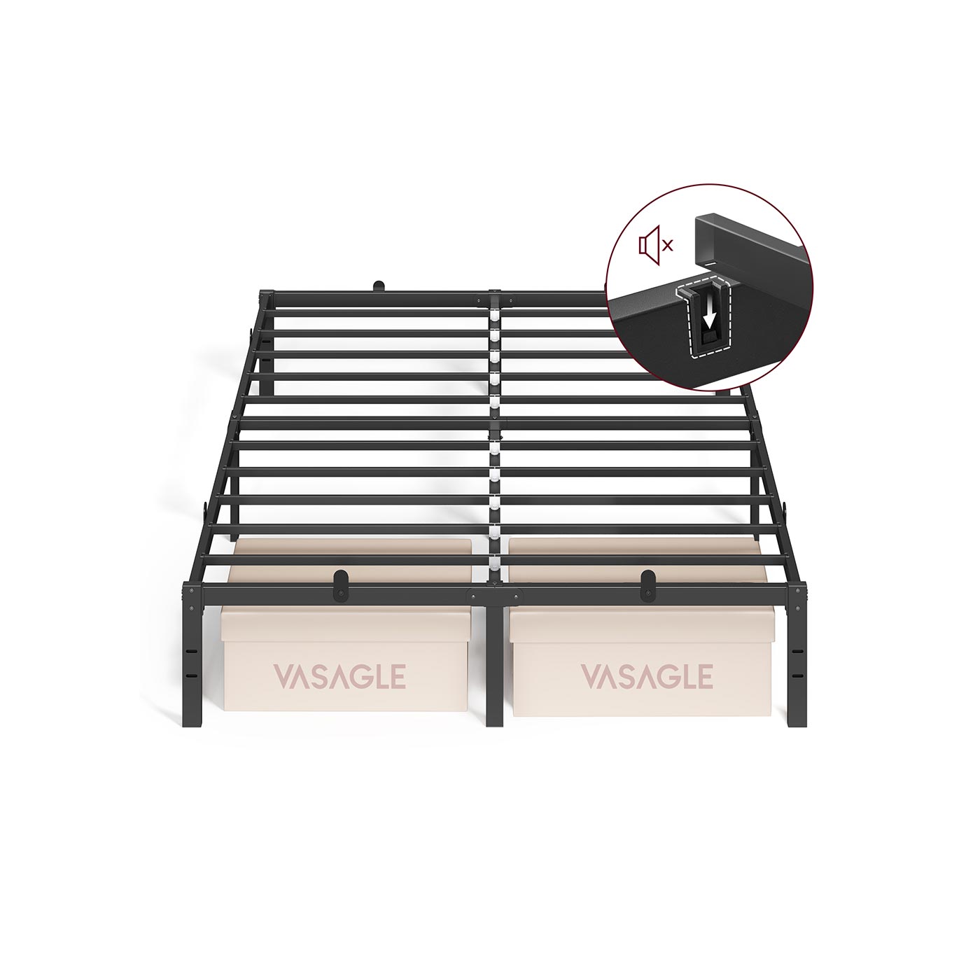 Double Metal Bed Frame – Steel – Ink Black – Easy Assembly, Modern Design, 135 x 190 cm