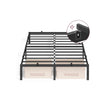 Double Metal Bed Frame – Steel – Ink Black – Easy Assembly, Modern Design, 135 x 190 cm