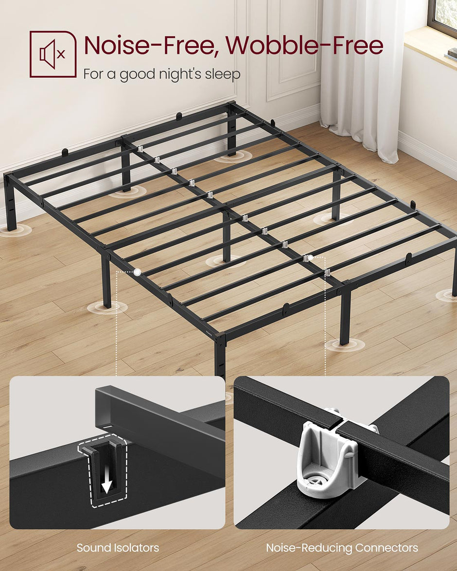 Double Metal Bed Frame – Steel – Ink Black – Easy Assembly, Modern Design, 135 x 190 cm