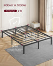 Double Metal Bed Frame – Steel – Ink Black – Easy Assembly, Modern Design, 135 x 190 cm