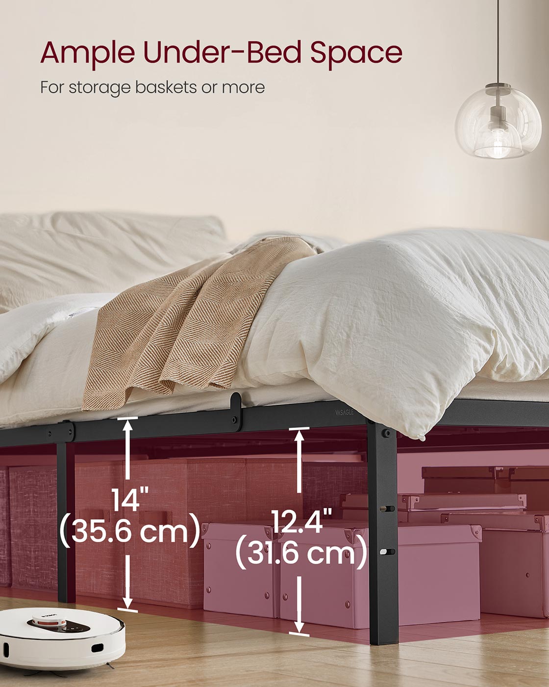Double Metal Bed Frame – Steel – Ink Black – Easy Assembly, Modern Design, 135 x 190 cm