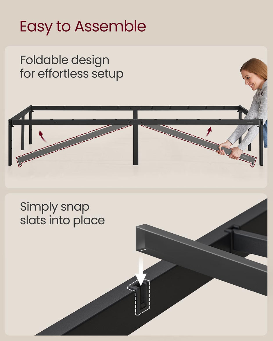 Double Metal Bed Frame – Steel – Ink Black – Easy Assembly, Modern Design, 135 x 190 cm