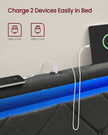 King Bed Frame - 500L - Steel, Foam, Linen-Look Fabric - LED Lights - Underbed Storage Drawers