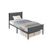 Metal Single Bed Frame – Upholstered Headboard – Slate Grey – Easy Assembly, 90 x 190 cm, 250 kg Weight Capacity