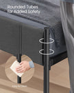 Metal Single Bed Frame – Upholstered Headboard – Slate Grey – Easy Assembly, 90 x 190 cm, 250 kg Weight Capacity