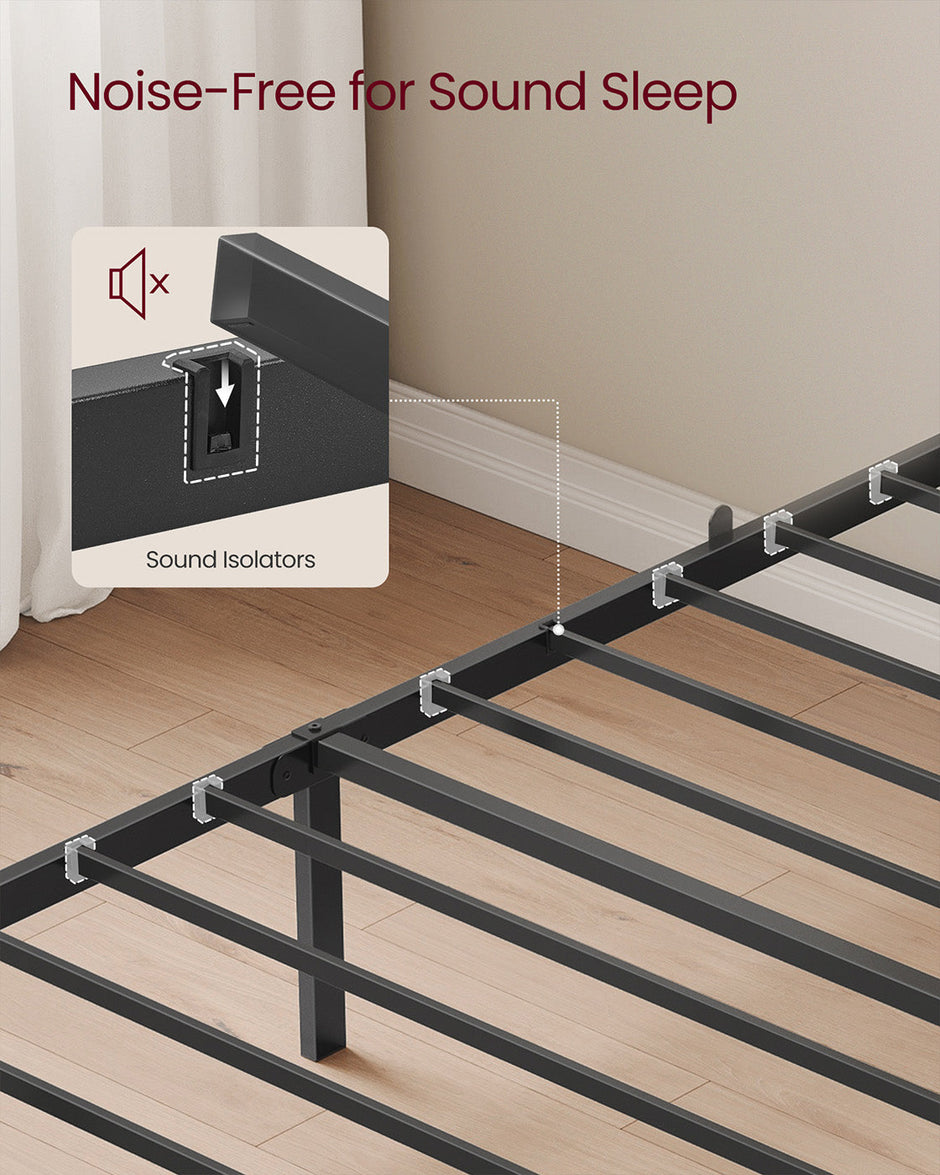 Metal Single Bed Frame – Upholstered Headboard – Slate Grey – Easy Assembly, 90 x 190 cm, 250 kg Weight Capacity