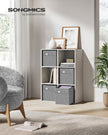Set of 4 Foldable Storage Cubes – Oxford Fabric and Linen-Look – Dove Grey – Washable with Metal Label Holders