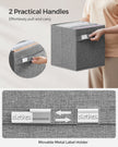 Set of 4 Foldable Storage Cubes – Oxford Fabric and Linen-Look – Dove Grey – Washable with Metal Label Holders